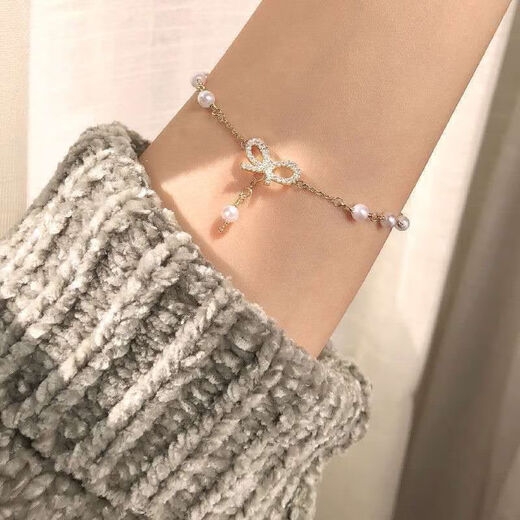 Girls Heart Bow Bracelet coréen Sweet, Simple, Polyvyle Niche Design Hand Decoration Student Best Friend Gift INS M1476 [1 Set of Bow Bracelet]