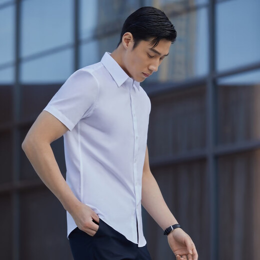 JEUNTER COURT COLLE COURSE MEN COULEUR MEN COULEUR FREE FREE FACILLE À SE CHEMINE ANTI-WRIDER COLTON POLYESTER Fabric Anti-ride plat et facile à soigner GSCV179849BJY BLANC 40