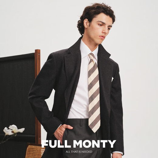 FULL MONTY毛呢大衣男商务正装呢子大衣双排扣羊毛休闲外套秋冬季 深灰6171 42