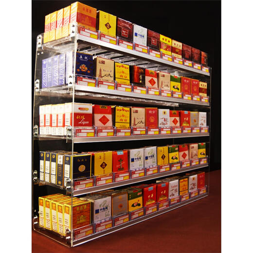 Kehainuo cigarette shelf display rack automatic pop-up push-pull cigarette rack multi-layer cigarette pusher supermarket convenience store wall-mounted cigarette rack trapezoidal cigarette pusher three layers 11 columns with 33 kinds of cigarettes free