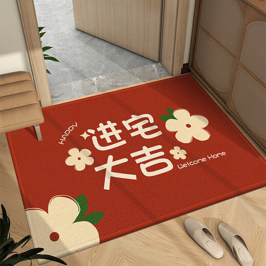 Gudie Entrance Door Mat 2023 New Style Housewarming New Home New House Moving Red Foot Mat Door Mat Entrance Flowers Entering the House Good Luck 40x60cm Buy One Get One Free
