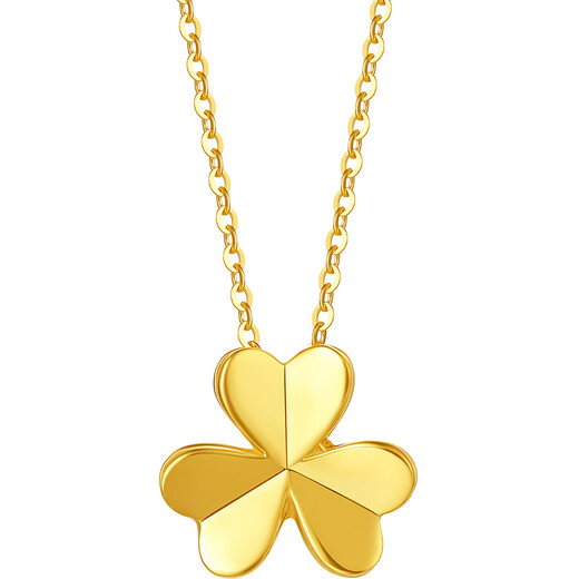 Saturday Blessing Yellow 18K Gold Necklace Women's Lottery Gold Clover Necklace Birthday Gift C0613537 40+5cm