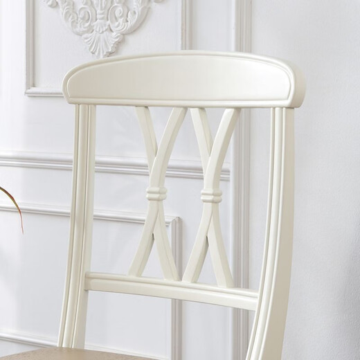 Printed American country style full log dining chair, white color solid wood retro home dining chair #8925 9925 egg white + khaki gray (need to take two shots