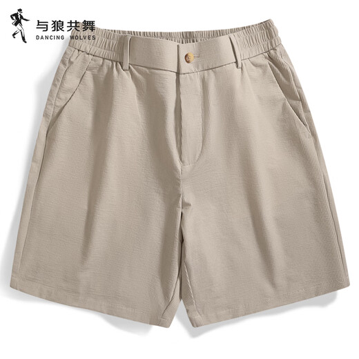 Tanzen mit dem Wolf [weicher Textur Stoff] Bubble Garn Casual Shorts 2025 Sommer Neue Männer-hautfreundliche Fünf-Punkte-Hosen 4027 Khaki 701 l (175)