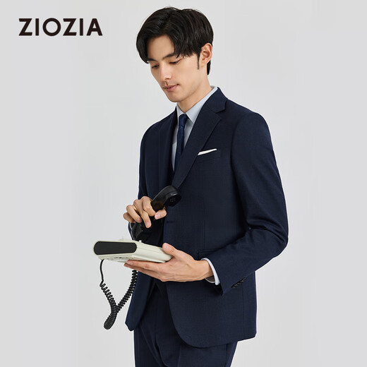 ZIOZIA【九牧王旗下】【羊毛混纺】西装男修身春秋西服外套ZSBD3104J 藏青色 185