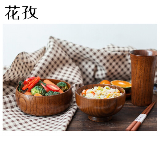 木碗特大超大号实木碗果盆木盆汤盆大餐具汤碗饭碗果盘大号饭钵面 整木碗肚直径13568cm