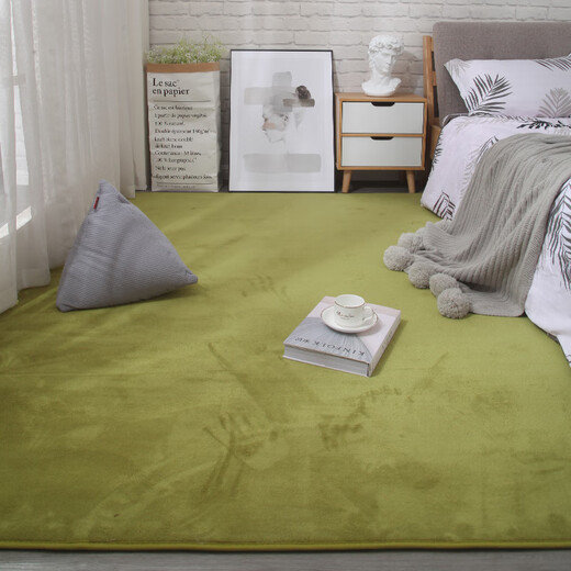 DONOYA Doroya Bedroom Carpet Full Thick Short Pile Light Luxury Lazy Home Easy-Care Bedroom Thickened Anti-Slip Bedside Blanket Customized Grass Green 200x250cm
