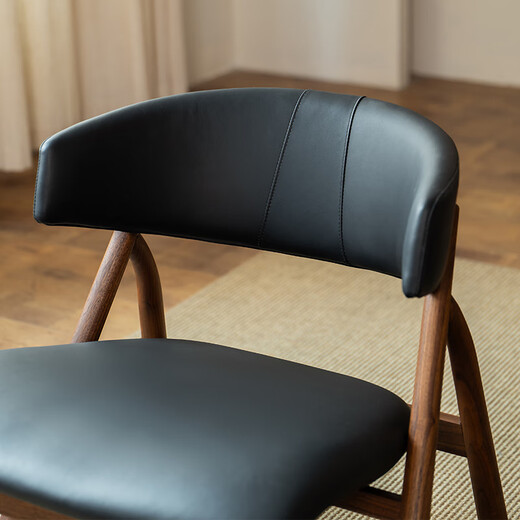 YouQingtang Black Noyer en bois massif chaise de loisirs Nouveau chambre de chambre de style chinois balcon de canapé-chaise en cuir en cuir noir 661 * 683 * 684 mm (hauteur du siège 420 mm)