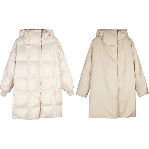 
LESS winter double-sided white duck down jacket for women's design warm mid-length drawstring jacket 2NAC12530 260/meat khaki L