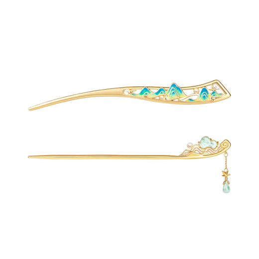 Museum Cultural Creation Thousands of Miles of Mountains Hairpin New Chinese Style Daily Wear Ancient Style Hairpin Hairpin Birthday Gift Thanksgiving Qingshan Style (Jade)