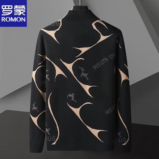 Romon gestrickte Strickjacke für Männer Frühling und Herbst 2025 neuer Stil Pullover Trendy Casom Helloom Frühlingskleidung We9926 Schwarz 4xl