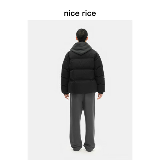 nice rice好饭   400G全棉毛圈绒底做旧宽松卫裤NGD12048 深灰色（400G） M