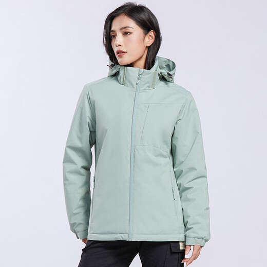 西域骆驼（VANCAMEL）加绒风衣外套男女韩版防风保暖单层软壳冲锋衣工装风夹克文艺上衣 9930S抹茶绿-女【纯色】 4XL