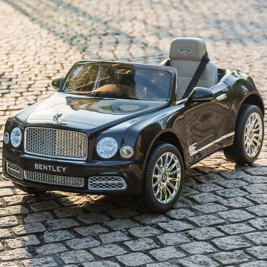 Geleeo children's electric car Bentley four-wheel baby toy car can sit in electric car children's birthday gift blue four-wheel drive remote control + leather seat + soft wheels four-wheel drive
