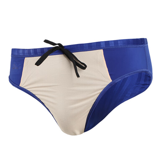 英发（YINGFA） 专业竞速三角泳裤 男 带排水线速干防水专业比赛训练游泳裤 蓝色(条纹) 2XL (腰围86-90cm/33-35码)