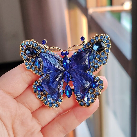 QUAMER Heavy Industry Crystal Big Butterfly Brooch Fashion Animal Insect Women's Brooch Second-hand High XZ0495-1