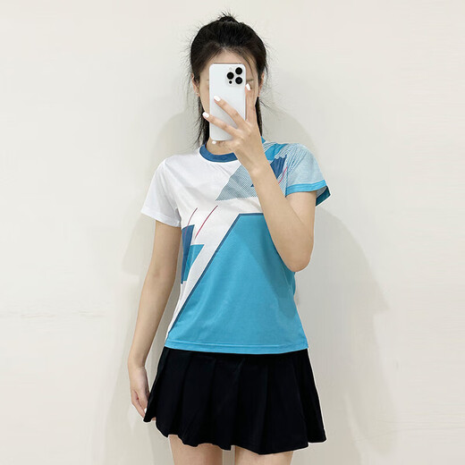 DUBLS新款羽毛球服男女短袖速干衣运动套装透气比赛训练服队服定制印号 G701B女白色+303黑裙裤 L