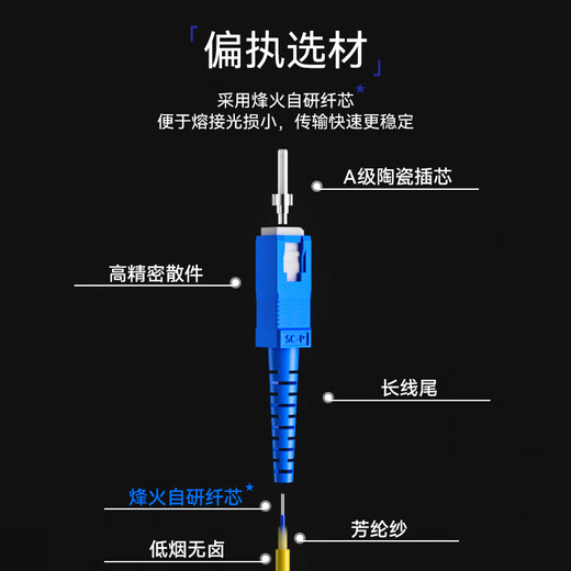 FiberHome Fiber Optic Fibre Jumper Telecommunications Grade Single-Mode Dual-Core Transceiver Single-Core Welded Pig-Fiber Converter Single-Mode Dual-Core-SC-LC 5m