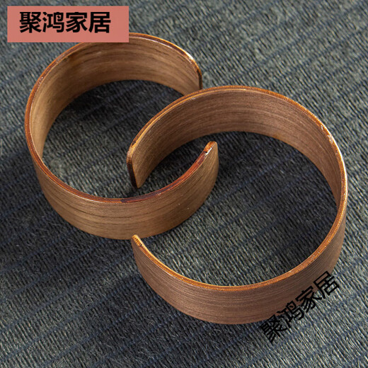 旭杉斯茶具配件玻璃公道杯防烫套隔热圈日式木杯套手持茶漏品茗杯防烫环 咖啡色木套6630款