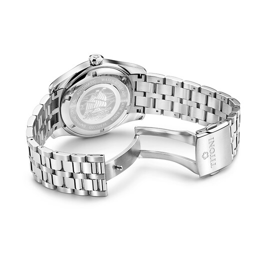 Pflaumenblüten (Titoni) Schweizer Uhr Air Bad Series Mechanische Stahlband Uhr 40mm 83908-S-691 Geschenk für Freundin
