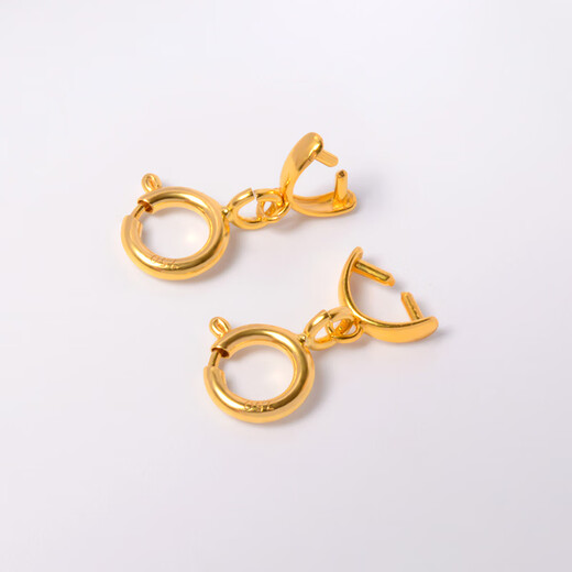 Yuyao 18k gold spring buckle head accessories pearl necklace bracelet DIY material joint connection buckle rope buckle rice beads No. 4 4.5mm closed spring buckle + 1 thick closed ring