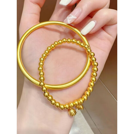 Mu silk sand gold bracelet simulates the joy of two generations bracelet gold ancient method inheritance does not fade women's 925 wedding jewelry two generations of joy bracelet.&