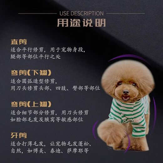 Zigman Pet Grooming Scissors Set Dog and Cat Professional Hair Trimming and Shearing Tools Seven-Piece Set for Beauticians* Seven-Piece Scissors Set - Black