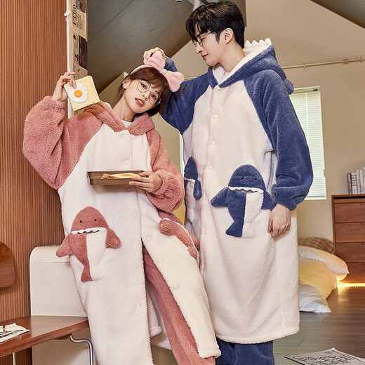 Cat couple pyjamas automne et hiver corail velours 2025 Nouvelle flanelle épaissie pour hommes de chemise de nuit pour la maison M6190 (style masculin) M m6190 pour hommes) M