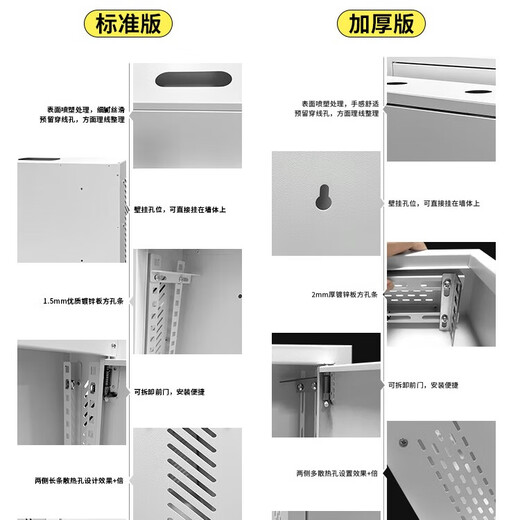 2u wall-mounted cabinet switch 4u weak current cabinet 3u router small home office wall-mounted custom chassis 2u cabinet basic model - shipped in bulk (white)