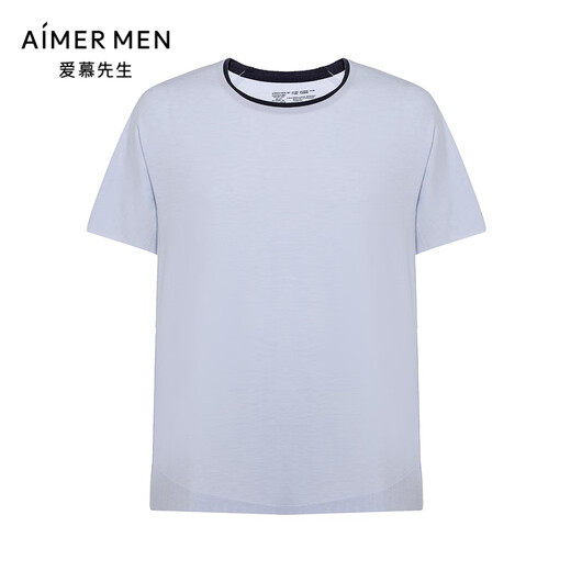 
Mr. Aimu pajamas men's home clothes 30th anniversary - Seaweed sleeping clothes men's round neck pullover short-sleeved NS41J671 Light blue 9VA 175