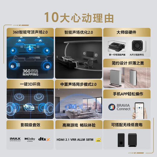 Sony HT-A9M2 Quad Atmos Беспроводной домашний театр 360 Smart Dome 4K120HZ VRR Allm Wall Mount Echo Echo Wall TV Audio Bluetooth