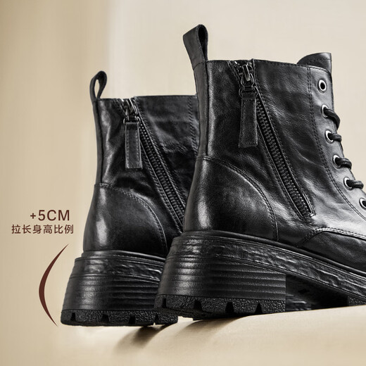 Belle Fashion Retro Martin Boots Mall de magasinage pour femmes même en cuir véritable bottes courtes D3F1DDD4 Black-Single 37 (235 mm)