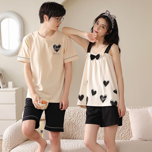 Daizixin 2 ensembles de pyjamas de couple pour les bretelles d'été pour femmes, ensemble en deux pièces de coton pur