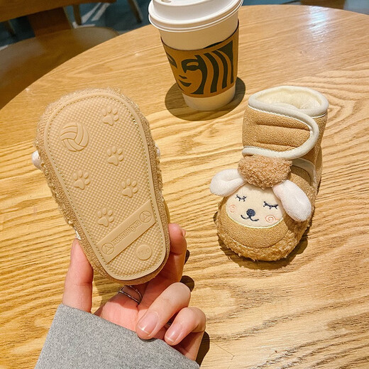 Tutu Dawen Newborn Baby Shoes 0-1 Years Old Toddler Shoes Autumn and Winter 6-12 Months Male and Female Baby Cotton Shoes and Socks Soft-soled Foot Covers Blue Velvet 1 Pair One-size-fits-all Inner Length 13cm (Suitable for 0-12 Months)