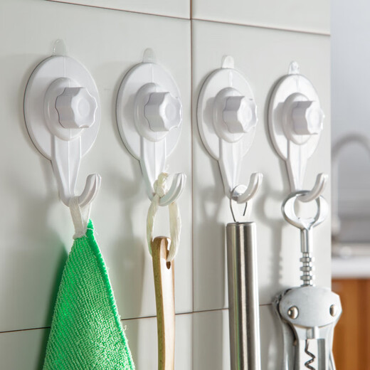 Meike electrostatic film hook bathroom clothes wall glass vacuum air force traceless magic suction cup hook 4 pieces 4 pieces 1047 white single hook glue-free static