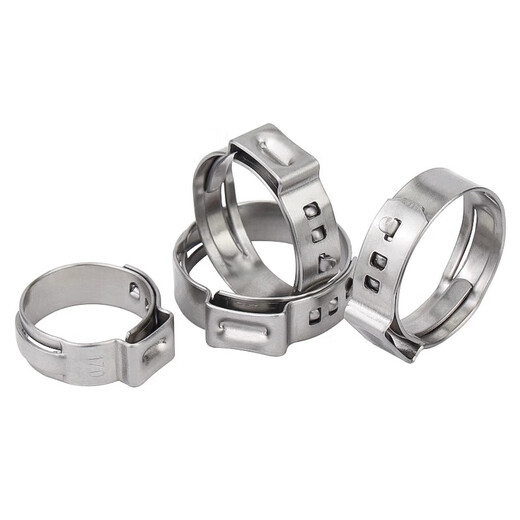Jinchao 304 stainless steel single-ear stepless clamp strong clamp pipe clamp water pipe clamp fastening hose clamp oil pipe buckle 5.3-6.5mm (10 pieces)