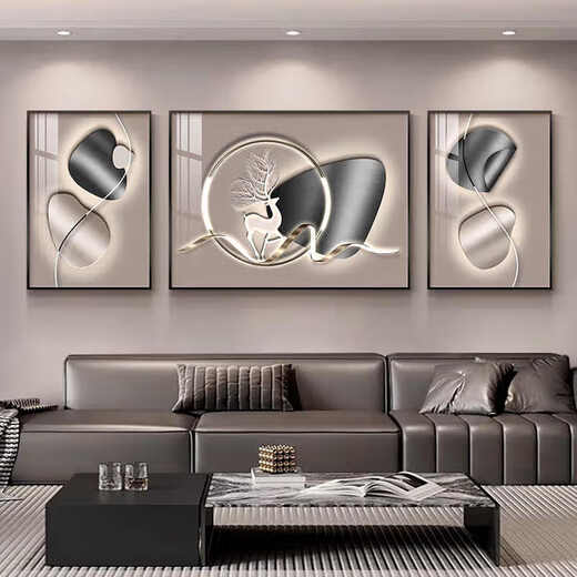 
Aohan Light Luxury Living Room Decoration Painting Abstract Triptych Modern Simple Sofa Background Wall Hanging Painting Wall Atmospheric Wall Wall Painting JD14079 Left and left 40*60 80*60 Crystal porcelain diamond-inlaid aluminum alloy black frame