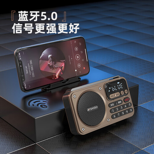 山水（SANSUI）M30老人收音机老年人充电插卡音乐播放器迷你小音箱便携式随身听FM调频广播音响蓝牙音箱 灰色