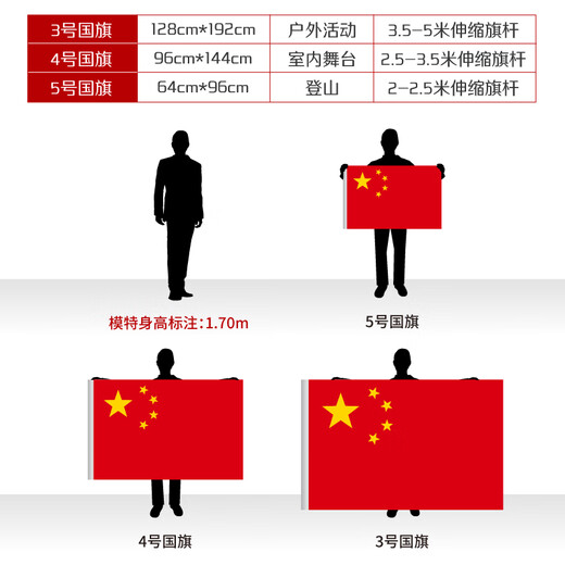 【超级爆款】优和（UHOO） 中国国旗 4号 96*144cm 1面旗帜/包 纳米防水防晒 五星红旗 学校户外国庆节6194