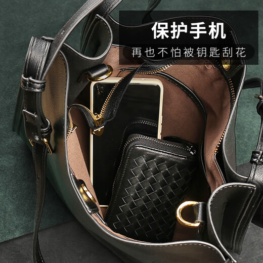 Baimingwei Cuero Genuino para Hombres de Gran Capacidad 2025 Nueva Bolsa de Almacenamiento de Llaves Bolsa para Llaves Bolsa para Llaves de Coche para Mujer Bolsa para Llaves con Cremallera Trenzada de Piel de Oveja - Negro