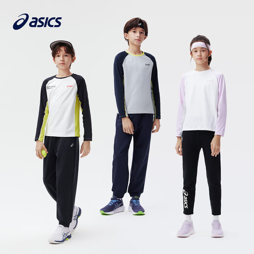 ASICS children's clothing 2024 autumn and winter new sports long-sleeved T-shirt moisture-absorbent and quick-drying round V-neck long-sleeved T-shirt 334241003076