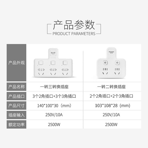 Delipow socket conversion plug/shaped one-to-two-point control socket/wireless conversion socket/power converter