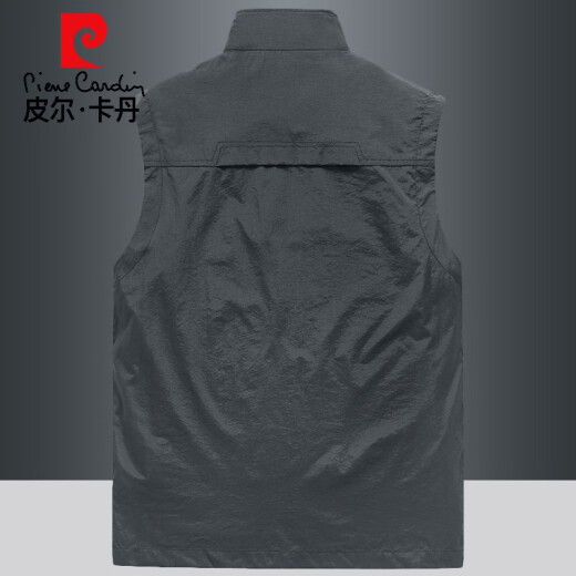 皮尔卡丹春夏季工装马甲男多口袋户外穿钓鱼摄影战术背心薄款外套定制LOGO 718-春夏-卡其色 薄款 XL (适合140-155斤)