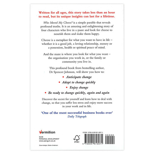 谁动了我的奶酪 英文原版 Who Moved My Cheese 斯宾塞约翰逊 经管畅销书 不变的就是变化 搭从零到一 原子习惯 马斯克传