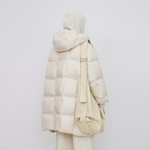 
LESS winter double-sided white duck down jacket for women's design warm mid-length drawstring jacket 2NAC12530 260/meat khaki L