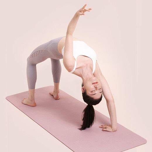Keep stretch mat yoga mat, entry-level two-color thickened lengthened fitness mat, anti-slip yoga jumping mat TPE 12801 classic 61cm blue/silver gray-7mm
