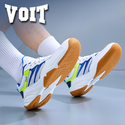 Walter table tennis shoes summer single mesh breathable men's low-top shock-absorbing running shoes non-slip wear-resistant badminton competition sports shoes white blue 988AT 41