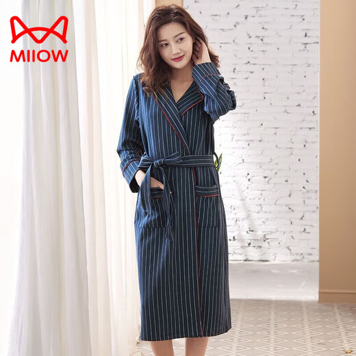 Chat Man (Miiow) Pure Coton Prue de nuit pour femmes Spring and Automne Couple Bathrobe Pajamas Men d'été Summer à manches longues