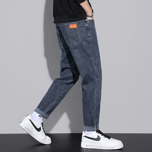 Cotton jeans men's spring and autumn men's loose straight harem pants trendy brand men's pants men's casual versatile pants men 6621 black regular size 31 (130Jin[Jin equals 0.5 kg]-135Jin[Jin equals 0.5 kg])