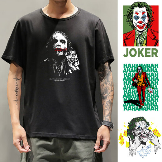 踏丽虹希斯莱杰 小丑短袖T恤joker联名黑暗骑士蝙蝠侠衣服电影周边印花 F693白色小丑 F693白色小丑 XS (75-95斤)